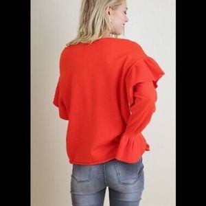 THML Red Ruffle Sleeve Sweater